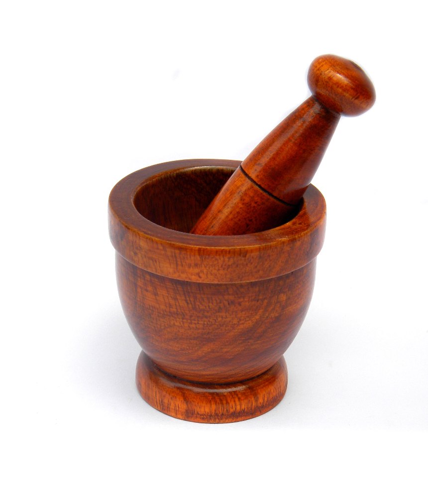 Brown Natural Wooden Mortar and Pestle Light Weight