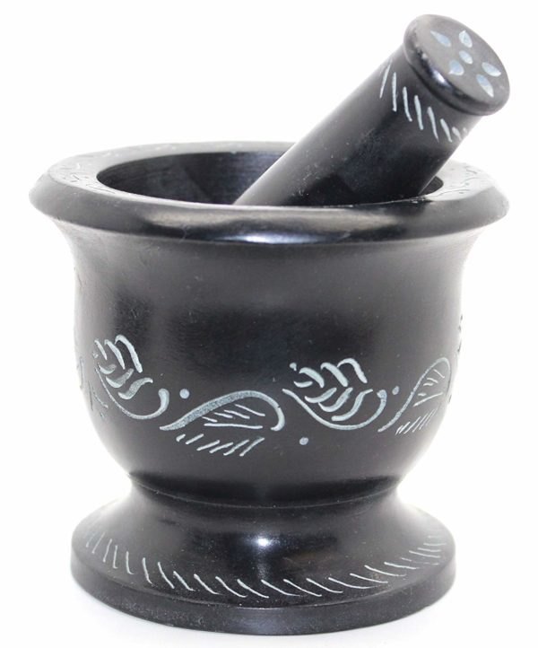 Round Black Marble Mortar And Pestle, Size: 4 Inch