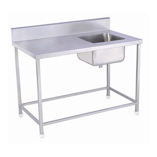 Silver Single Stainless Steel Kitchen Sink Table, Dimension :2.5 Feet