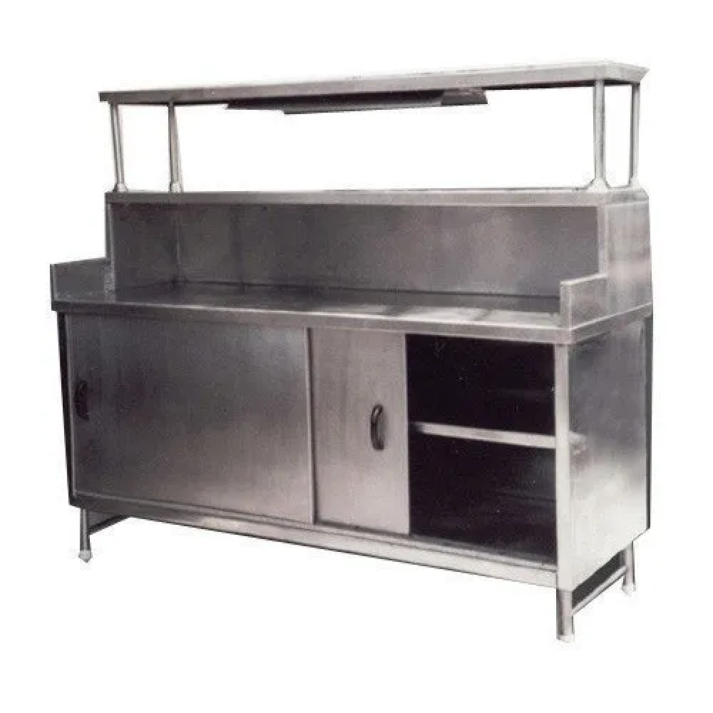 Silver Rectangular Pick Up Service Counter with Bain Marie, For Hotel img