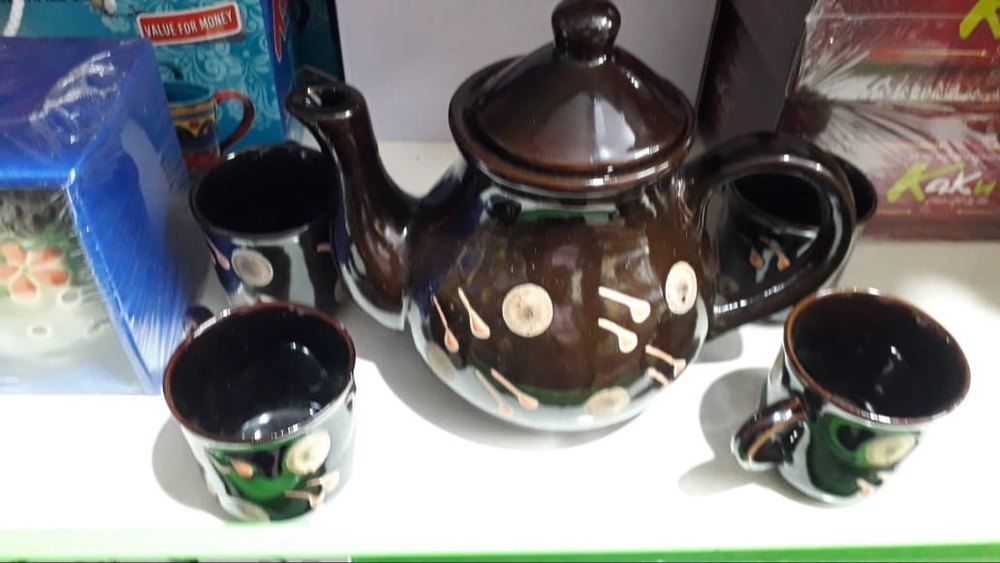 Brown Round Ceramic Tea Kettle, For Storage img