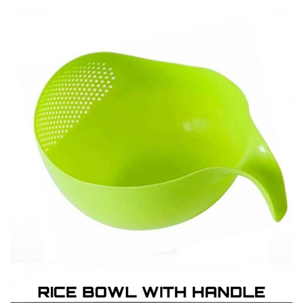 Oval Green Plastic Rice Strainer Bowl, For Home, Size: 11inch