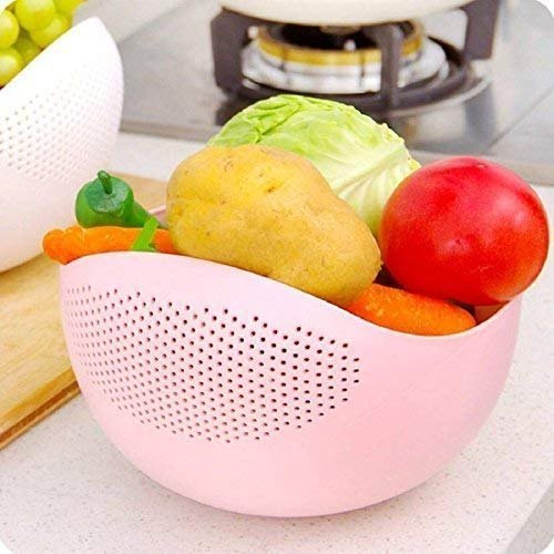 Neon Green And Pink Plastic Rice Bowl Strainer