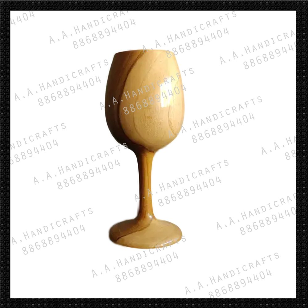 Brown Round Wooden Cup And Glass