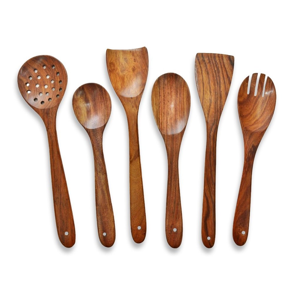Brown Kitchen Wooden Spoon Set of 6 img
