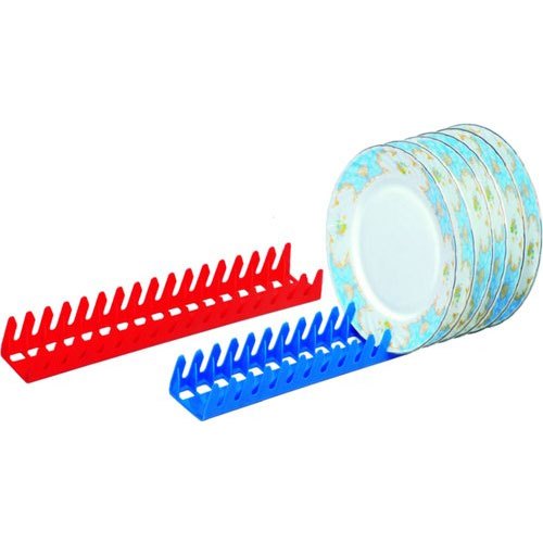 Red And Blue Plastic Plate Holder Rack