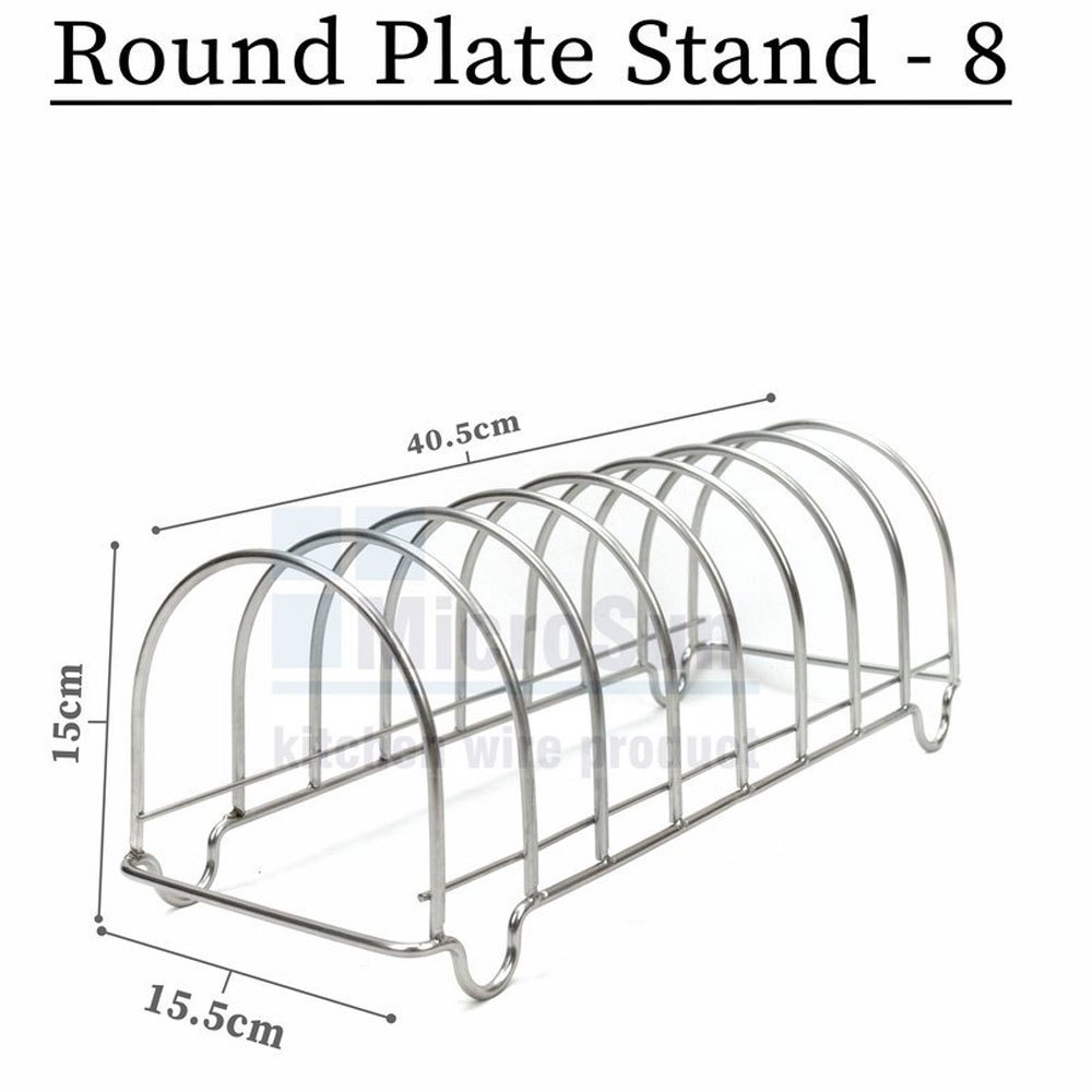 Silver Stainless Steel Round 8 Plate Stand, For Home, Size: 15 X 15.5 X 40.5 cm