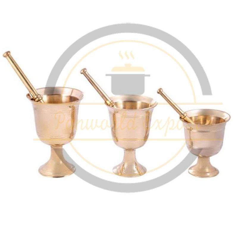 Round Golden Mortar Pestle, For Home img