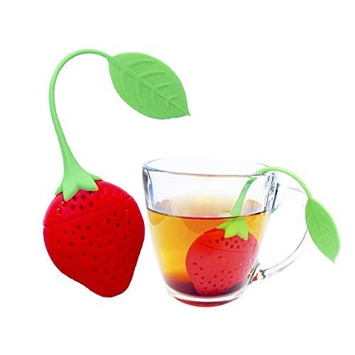 SHREE HANS CREATION Red Strawberry Shape Silicone Herbal Green Tea Infuser Filter Strainer