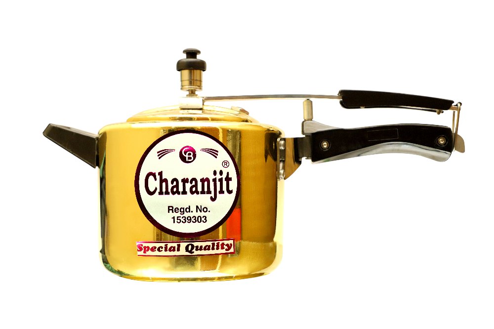 Charanjit Mirror Finish 3 Litre Brass Pressure Cooker / Cookware / Cooking Pot