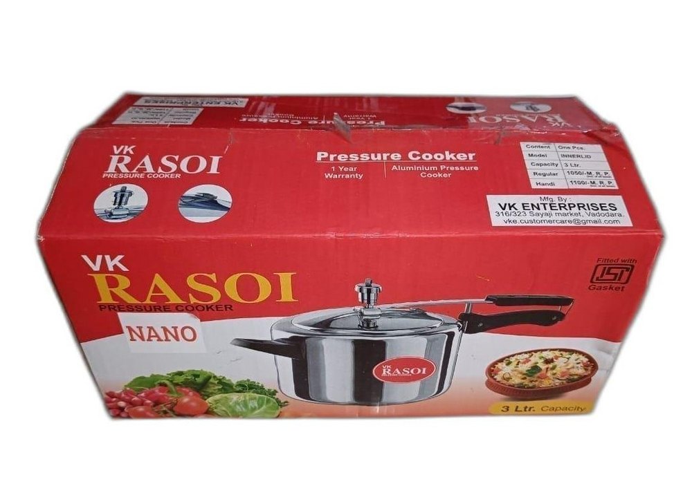 VK Rasoi Silver Induction Pressure Cooker, Capacity: 3L, Size: 4.4 Inch Diameter