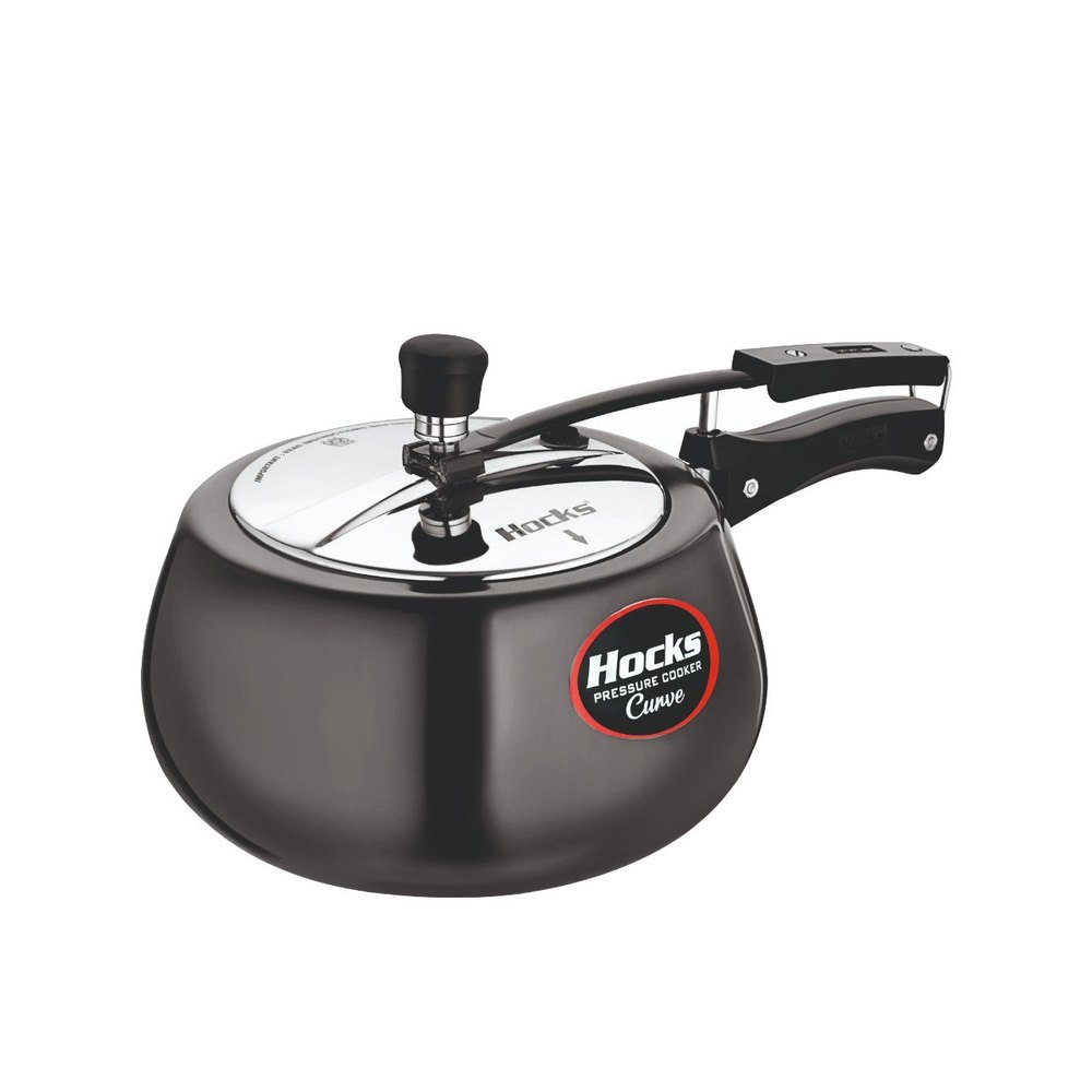 Hard Anodized Wrought Aluminium Hocks Black Curve 3L Pressure Cooker, For Home