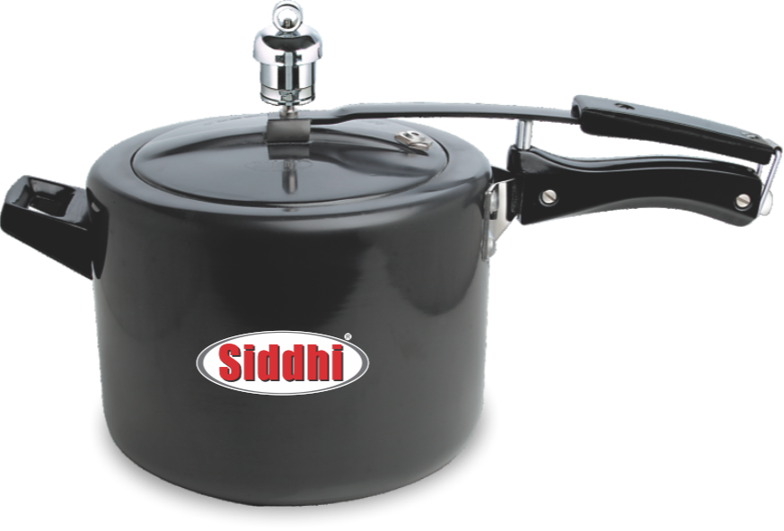 Siddhi Black Hard Anodized Non Induction Based Inner Lid Cooker, Capacity: 6.5 Ltr