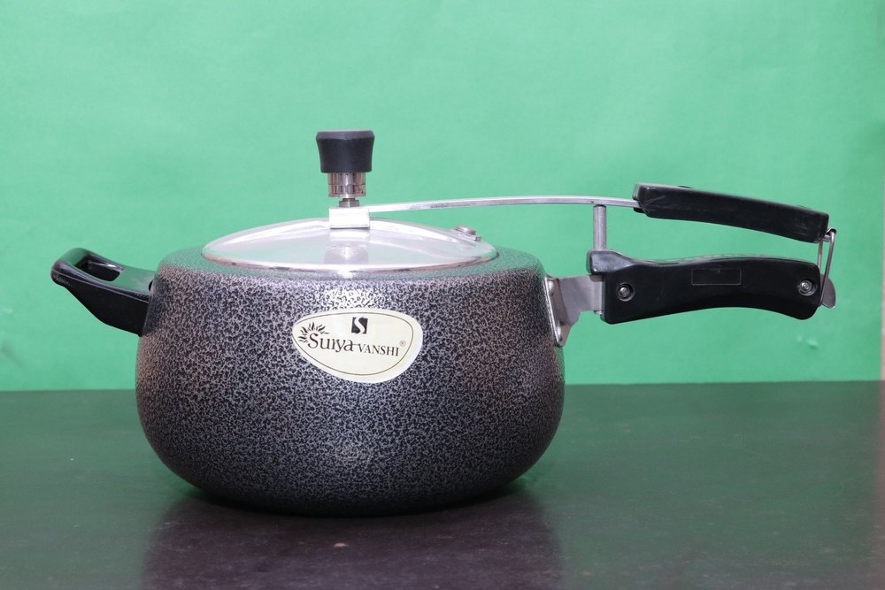 Grey Aluminium 5 Litre Surya Vanshi Non Stick Pressure Cooker, For Home img