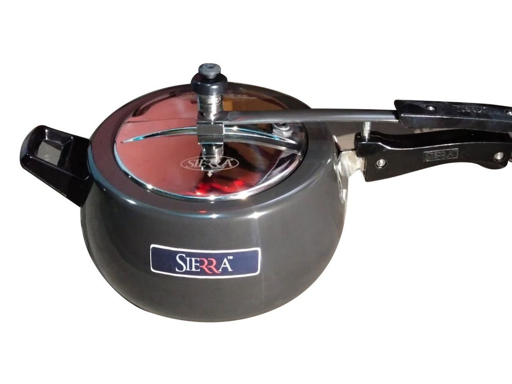 Black And Silver Hard Anodized 5 Litre Sierra Non Stick Pressure Cooker, For Home, Restaurant