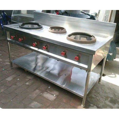 3 LPG Chinese Three Burner Range, For Food Cooking