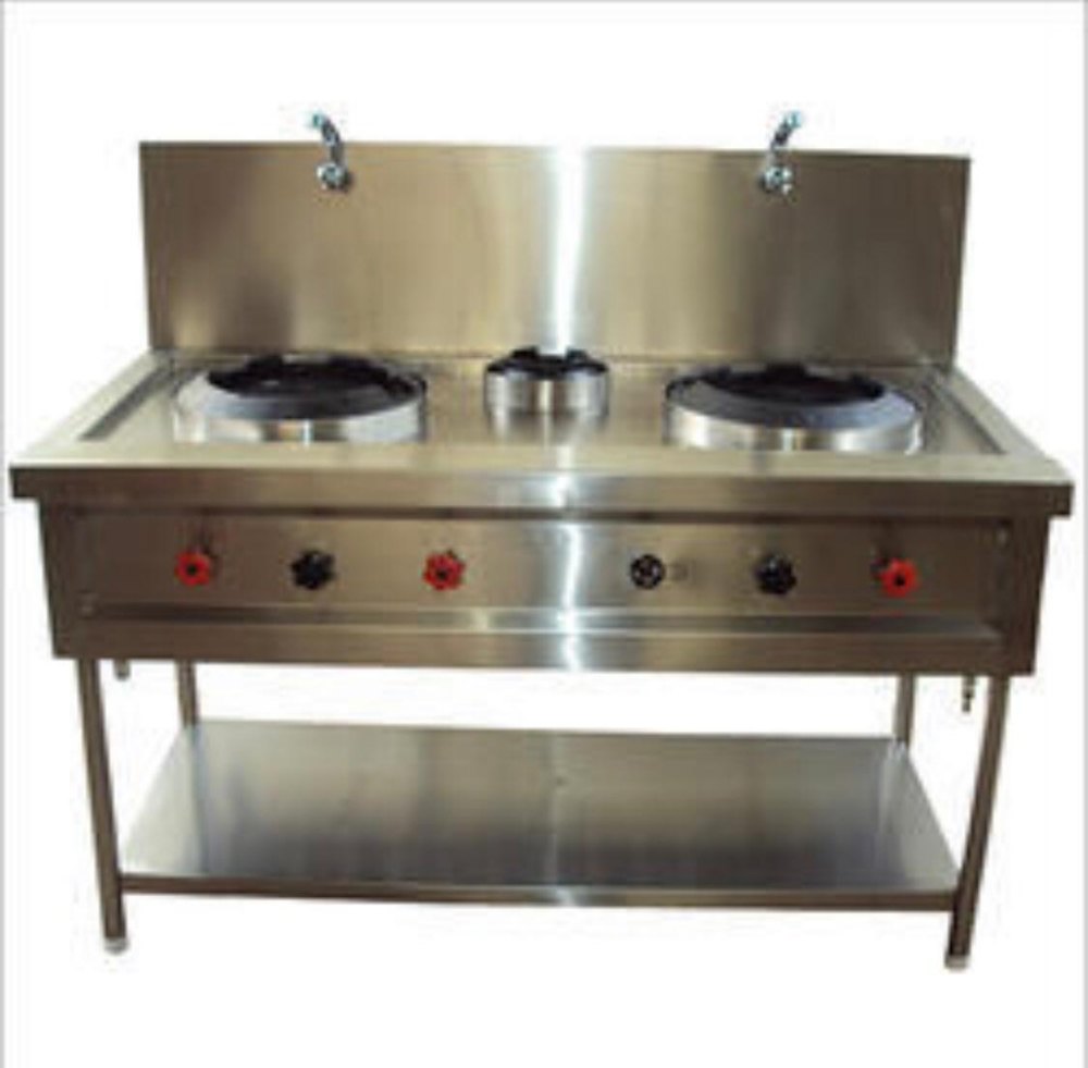 Two LPG Stainless Steel Chinese Cooking Range, For Hotel
