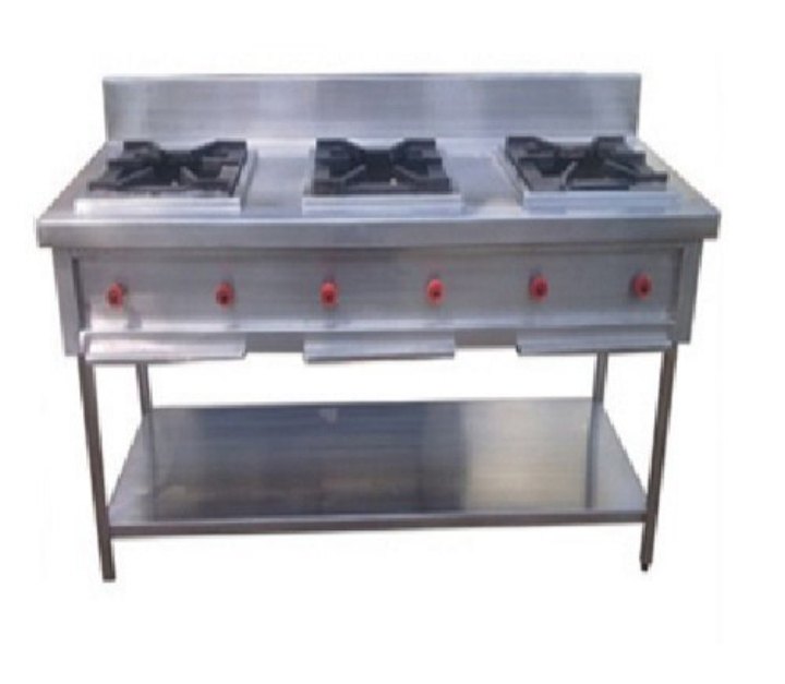 Stainless Steel Three Burner Range, Number of Burners: 3 Nos, Size: 1200x500x900 (lxwxh)