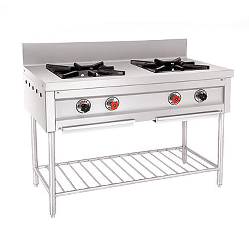 Stainless Steel Two Burner Gas Range, For Commercial Purpose