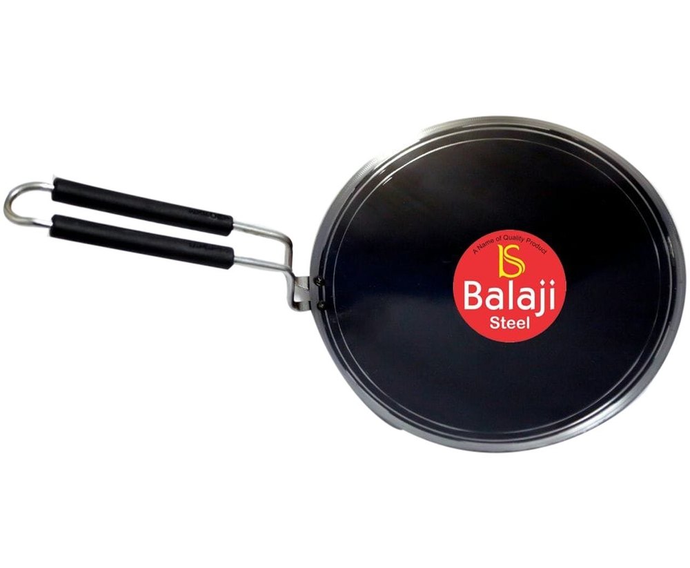 BALAJI Black Iron Tawa With Steel Wire Handel, For cooking, frying, Size: 9 To 12 Inch