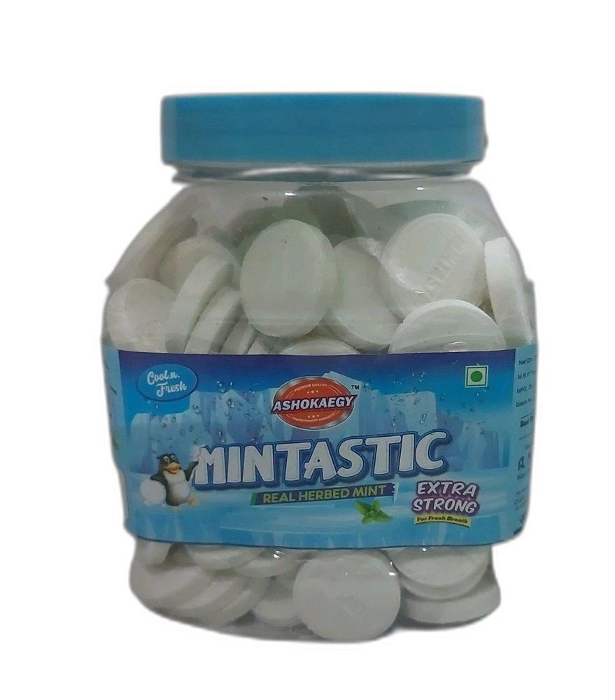 White Round Mintastic Real Herbed Mint Candy, Packaging Type: Plastic Jar, Packaging Size: 250g