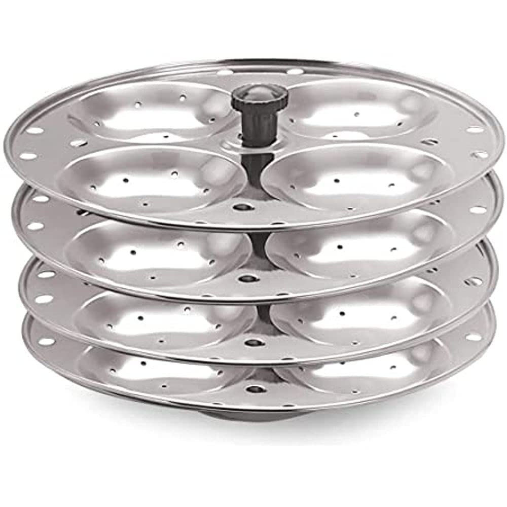 Stainless Steel 4 Plates Idli Stand (Silver), For home, Shape: Round