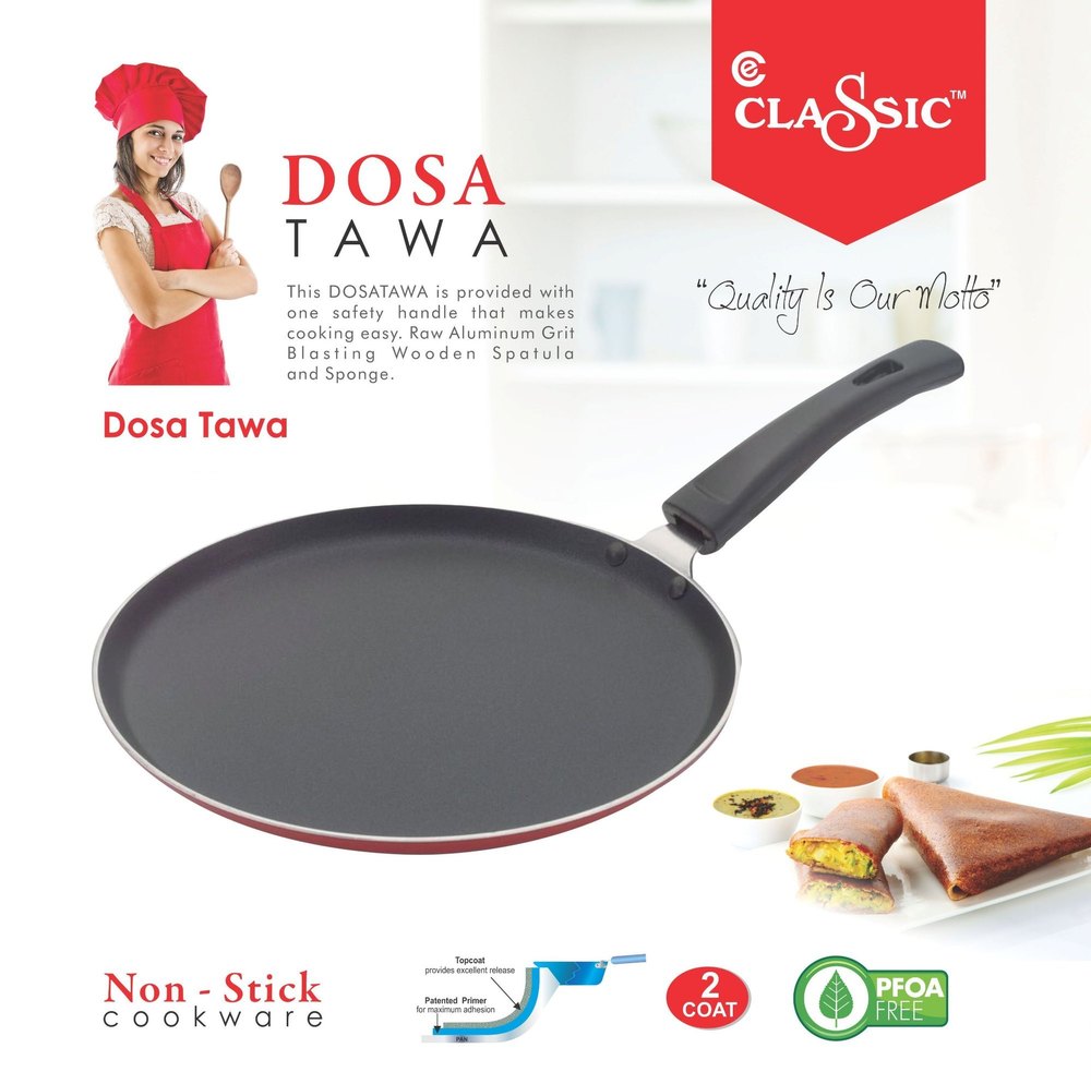 Classic Red 31 Cms Non Stick Aluminum Roti Chapati Tawa, For Hotel