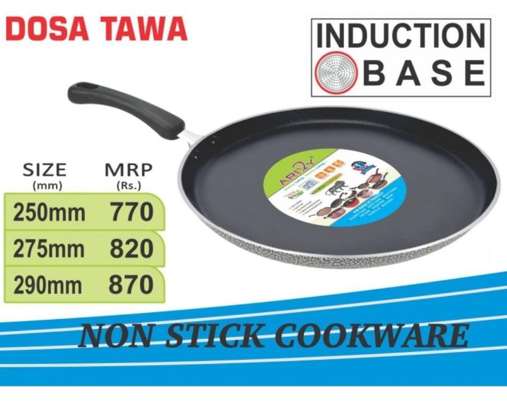 Arixy Black Dosa Tawa With Induction Base, For Home, Size: 250 mm img