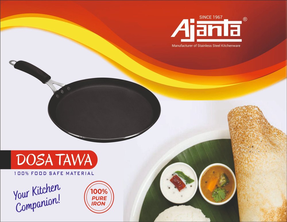 Black Iron Ajanta Dosa Tawa, For multiple, Size: 11 Inch