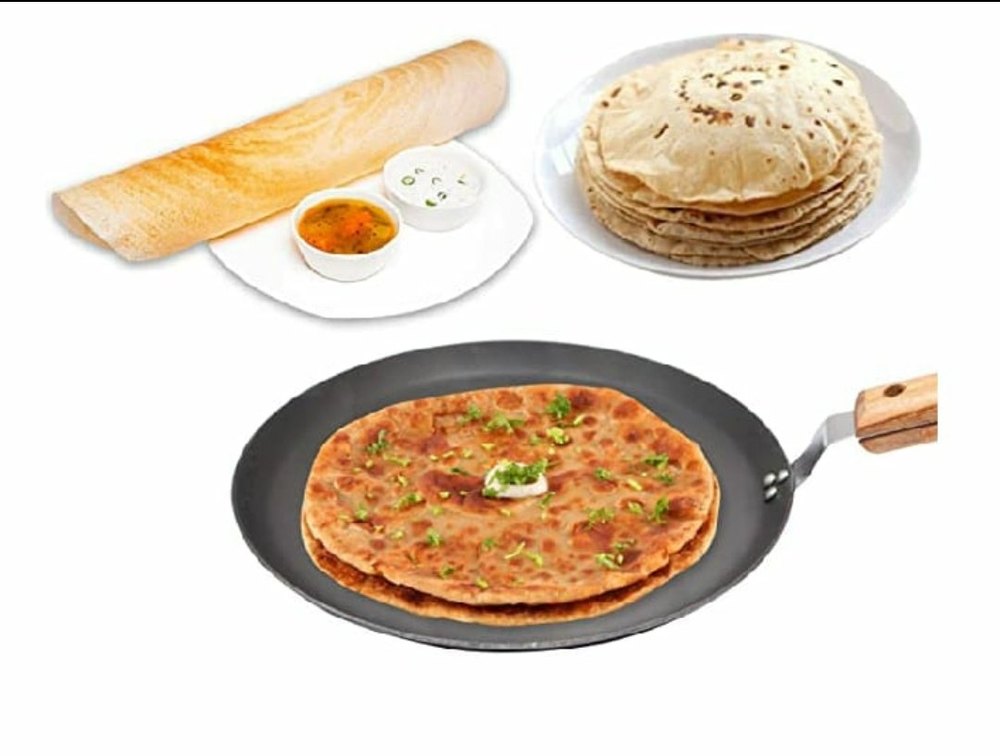 Black Induction DT-10 American Standard Iron Dosa Tawa With Wooden Handle, For Restaurant, Size: 10 Inch img