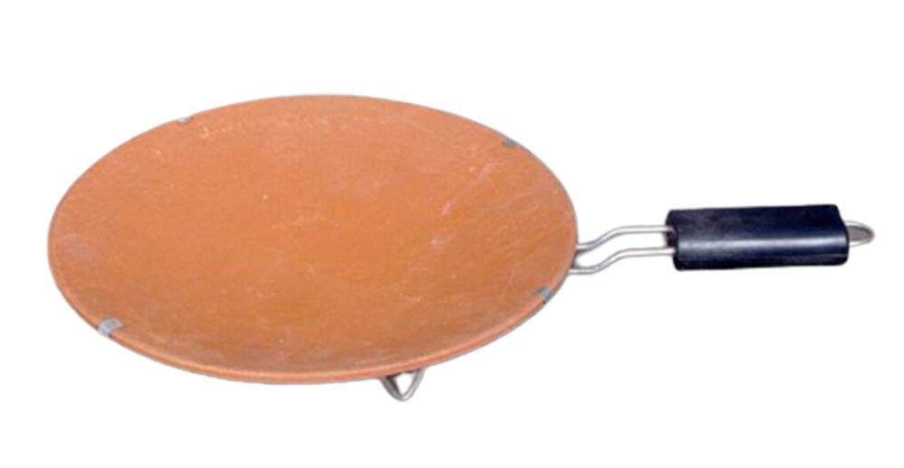 Brown Clay Roti Tawa with handle 8 inch, For Home