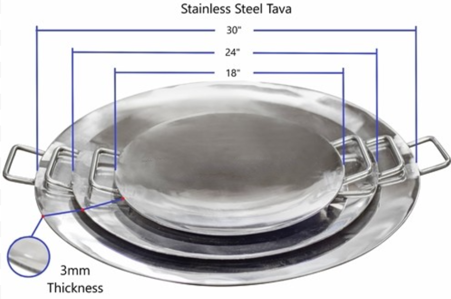 Stainless Steel Heavy Duty Round Tikki Tawa - 16 to 30 For Restaurant, 3 mm thickness