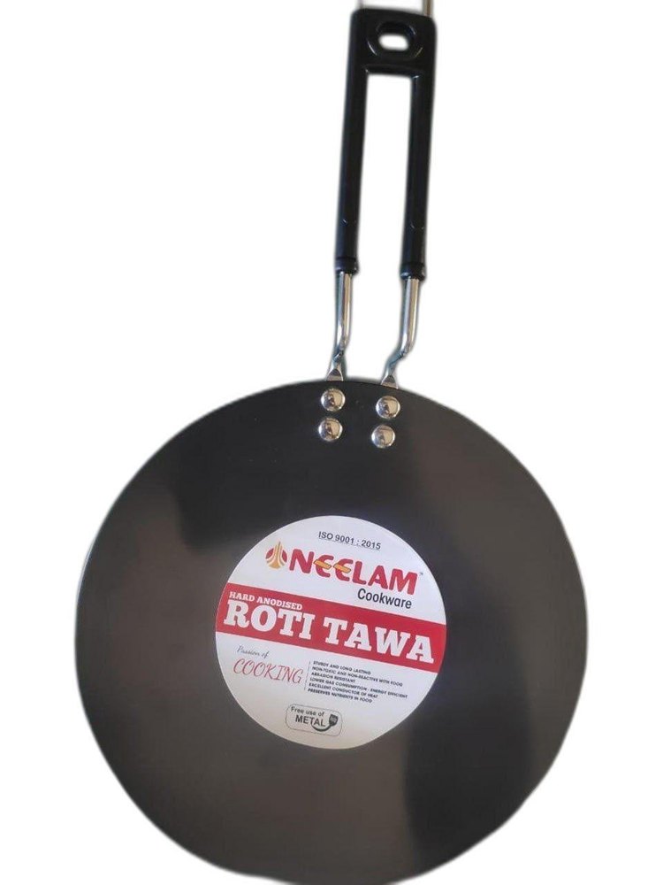 NEELAM Black 9 Inch Hard Anodised Roti Tawa 4 Mm Thickness, For Home