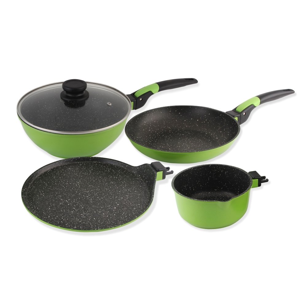 Wonderchef Click Amaze Cookware Set of 4Pcs- Green-Induction