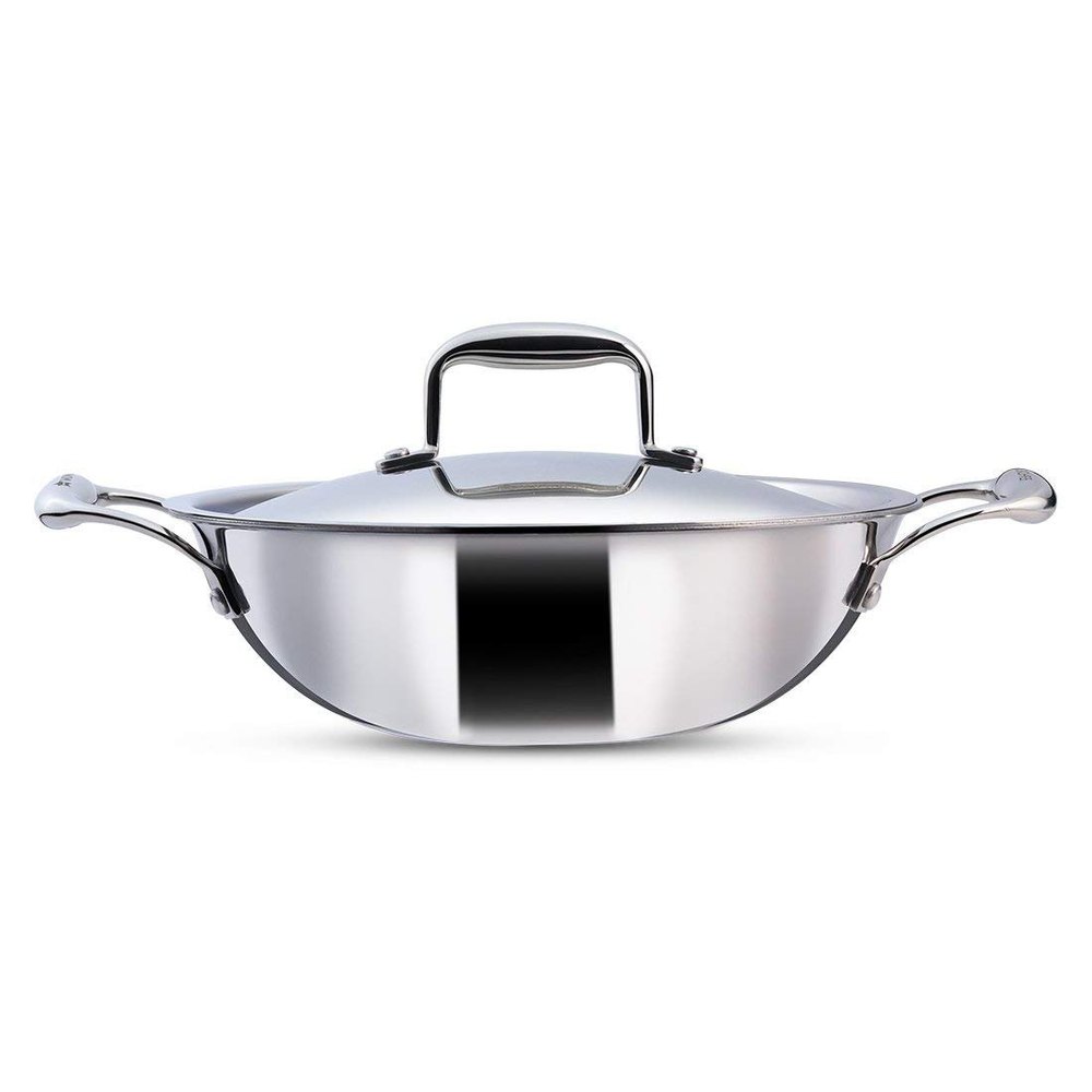 Oval Polished Stainless Steel Kadhai, For Cooking