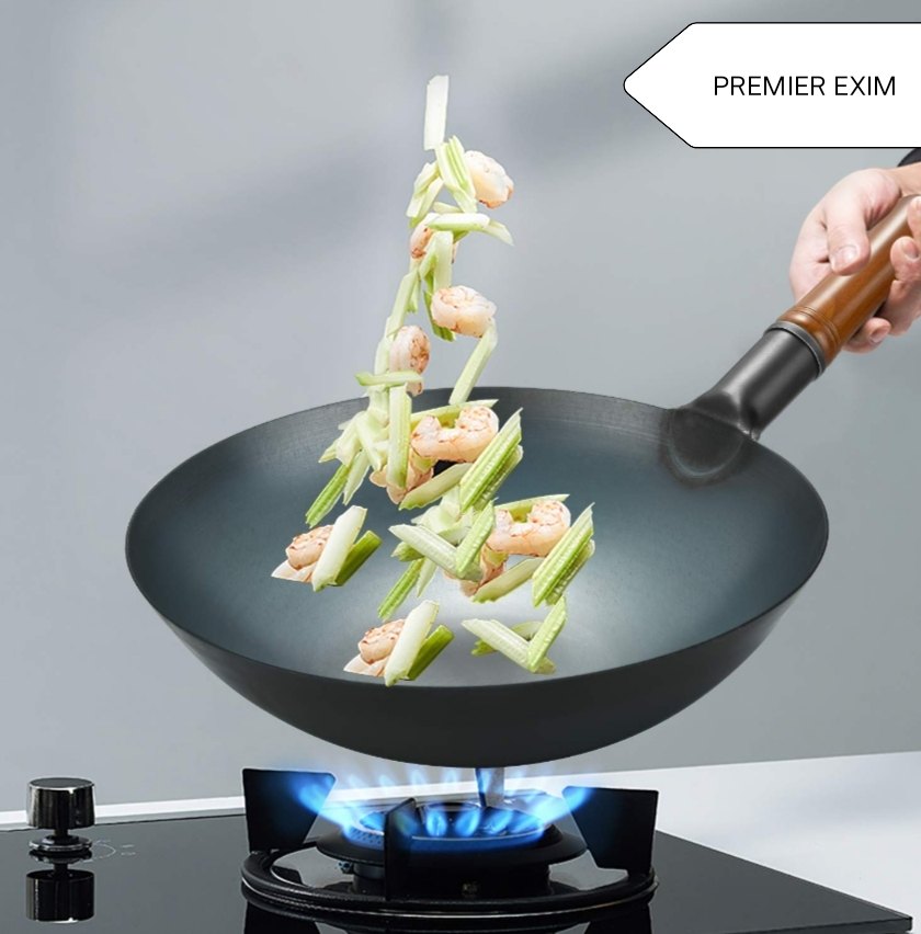 PE Iron, Carton Steel Iron Chinese Wok, For Home Cooking Restaurant Hotel, Size: 34-36-38 In CM