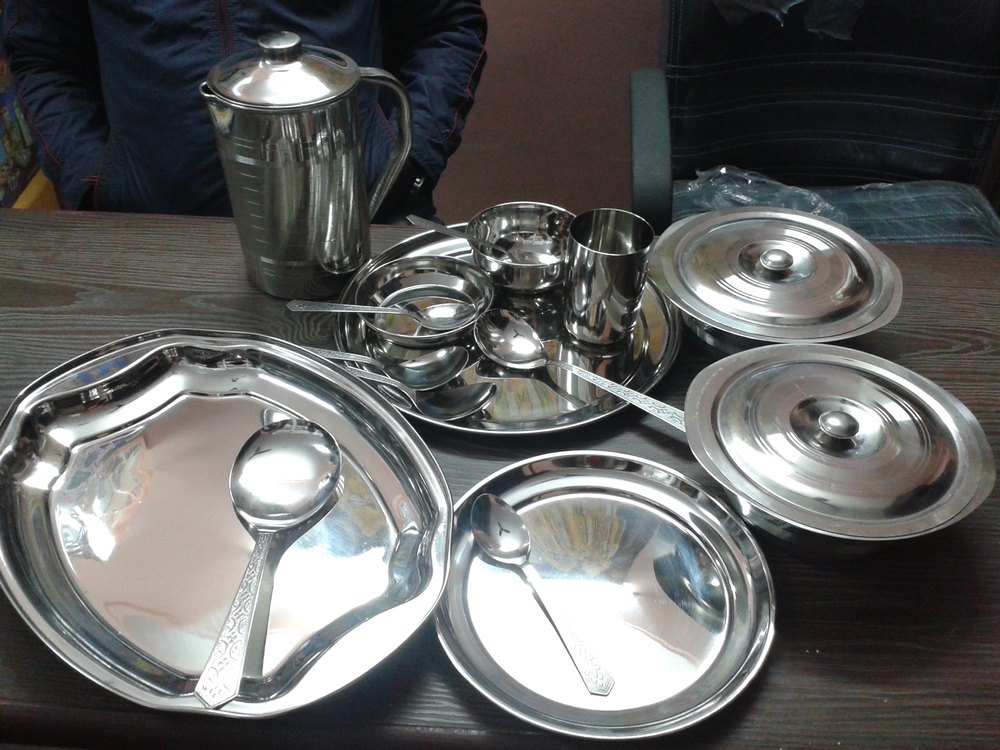 Silver Stainless Steel Dinner Set, For Home