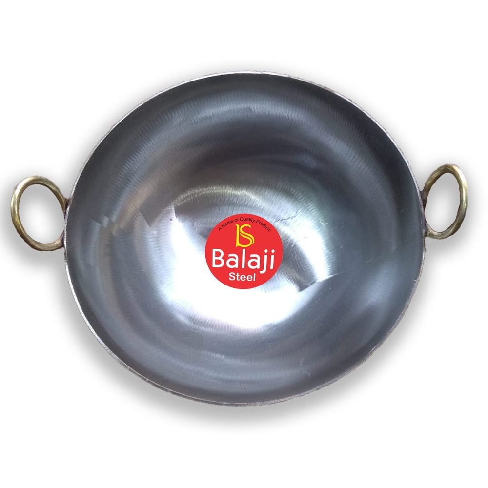 Balaji Steel Round Iron Polish Kadai, For Home, Size: 22inch