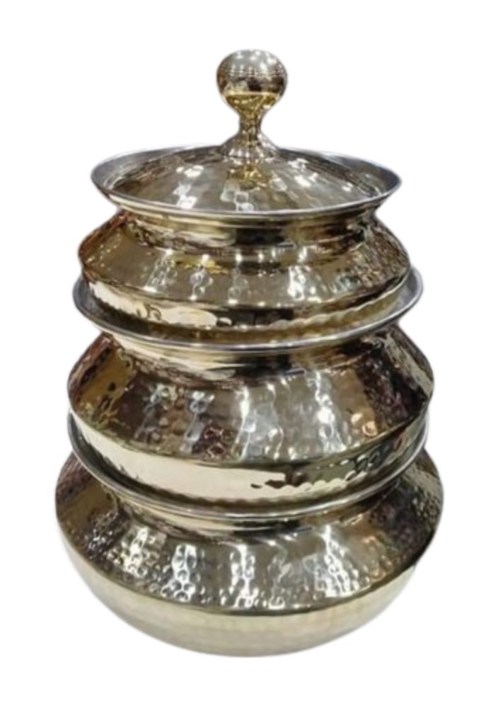 Round Brass Hammered Handi