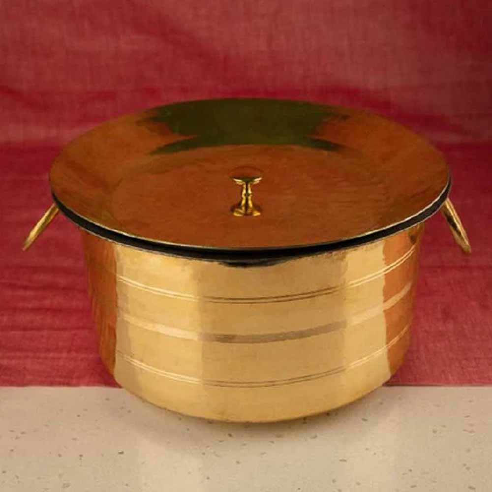 Golden Brass Milk Patila, Shape: Round, Size: 8x8x3.6 Inches