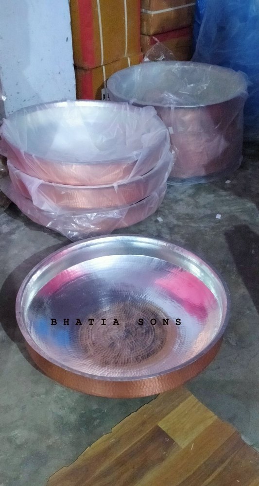 Bhatia sons Brown Copper Biryani Lagan, For Cooking, Size: 18 Diameter img