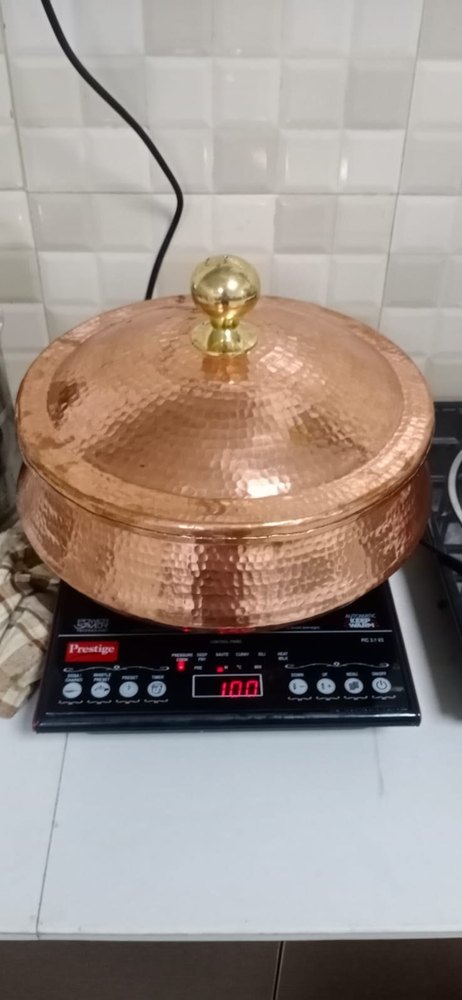 Round Copper lagan, Capacity: 5 Letar, Size: 12 Inch