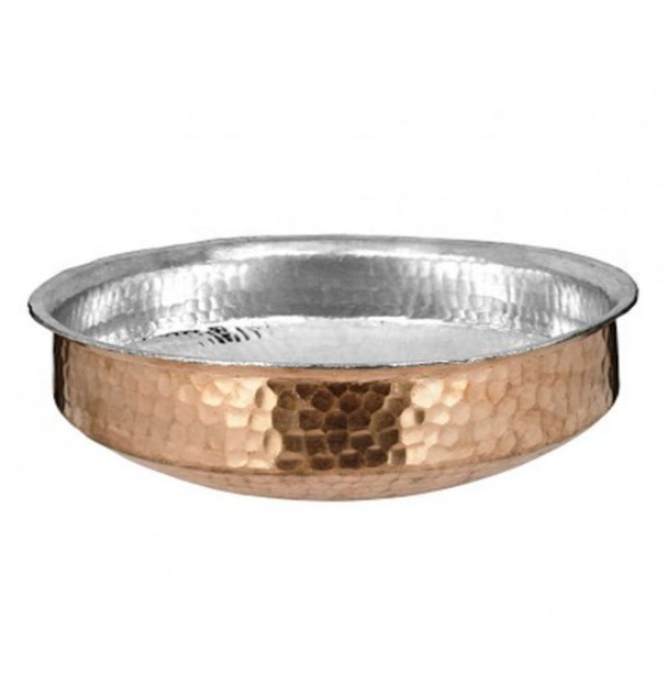 Brown And Silver Round Pure Copper Lagan, For Kitchen, Capacity: 2.5 Litre