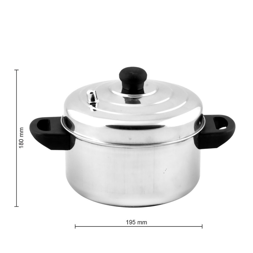 Stainless Steel Round CREW4 4 PLATE SS IDLI COOKER WITH WHISTLE, Size: 19.5 CM
