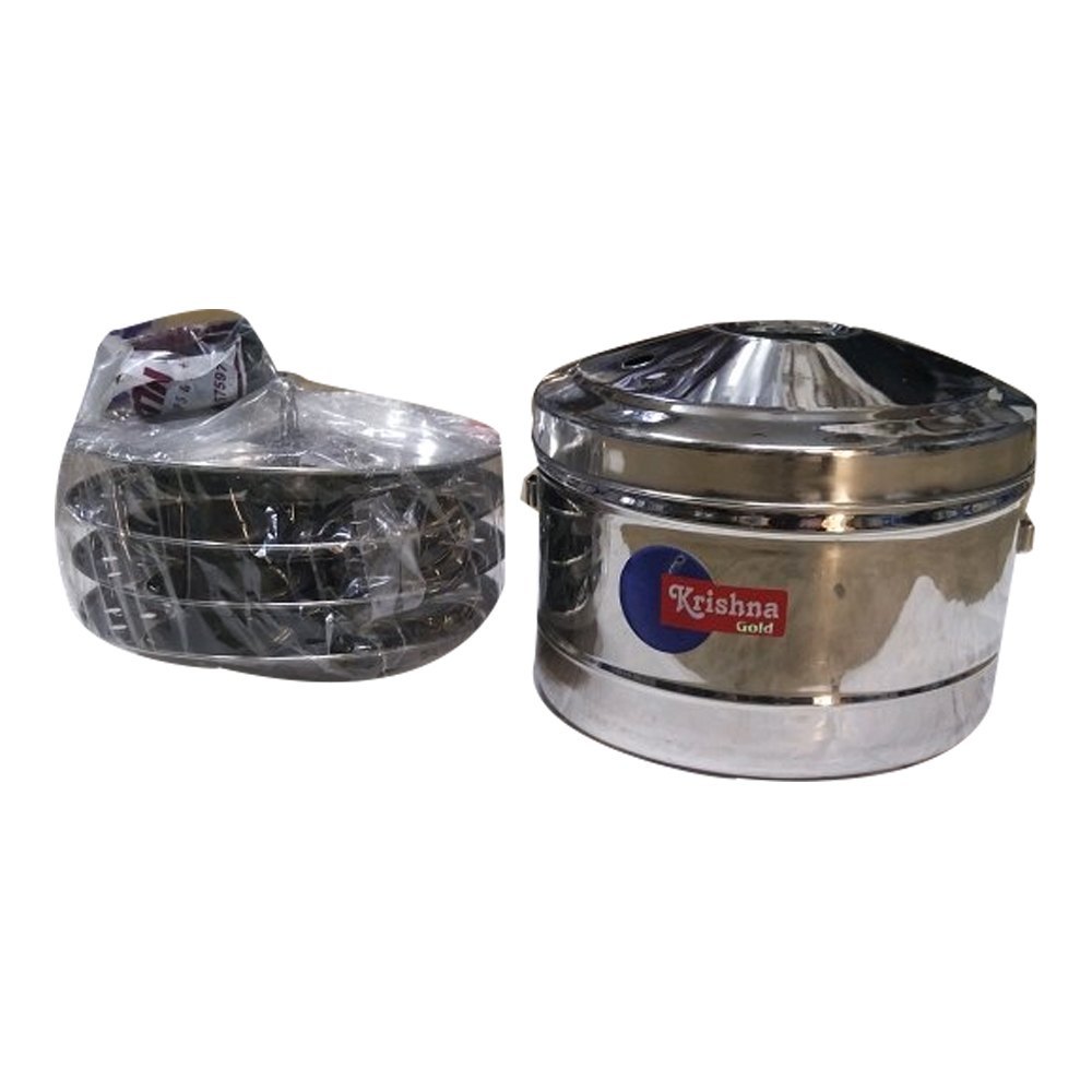 Krishna Gold SS302 46inch Stainless Steel Idli Cooker, Size: 46inch(Dia), Capacity: 16 Piece