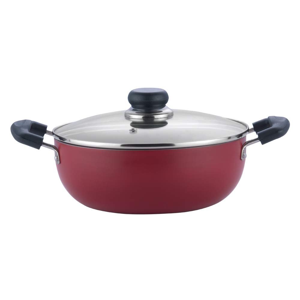 Hard Anodised Round Vinod Zest Non-Stick Deep Kadai with Glass Lid, For Kitchen, Capacity: 2.6/3.1/4.1/5.5 Litres Each