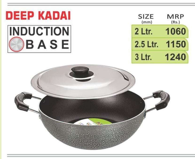 Nonstickcookware Round Induction base kadai, Capacity: 2.5 Ltr