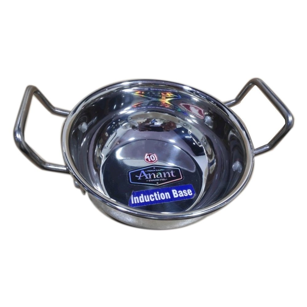 Stainless Steel Induction Base Kadhai, For Kitchen, Capacity: 10L img