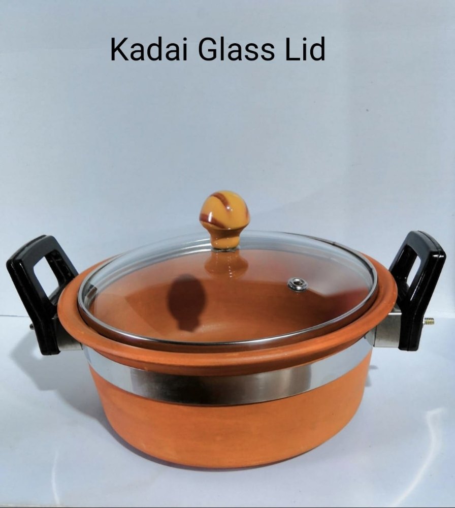Brown And Reddish Kadai with glass lid, For Cooking