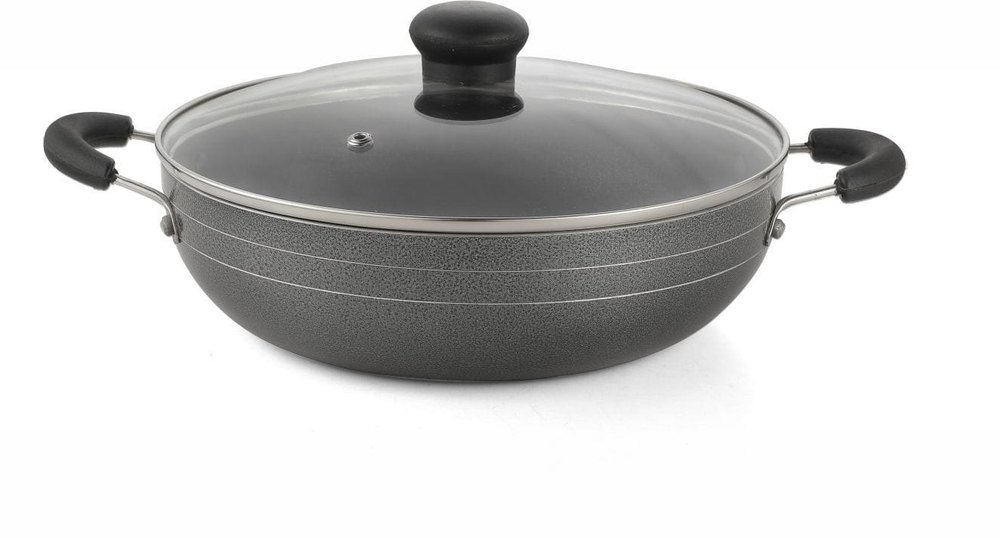 Aluminium Round Sunmate 2.5 Litre Deep Kadai With Glass Lid, For Kitchen, Size: 8 Inch Diameter